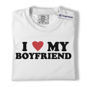 Alternative view of I Love My Boyfriend Shirt, Cute Valentine Heart Graphic Tee, Couples Matching Love Quote T-Shirt, Valentine’s Day Gift for Girlfriend & Boyfriend, Comfort Colors Shirt