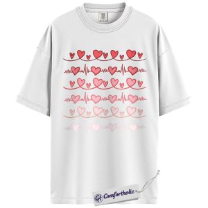 Alternative view of Valentine Heartbeat Shirt, Heart EKG Line Graphic Tee, Nurse Valentine T-Shirt, Valentine’s Day Gift for Nurses & Medical Staff, Comfort Colors Shirt