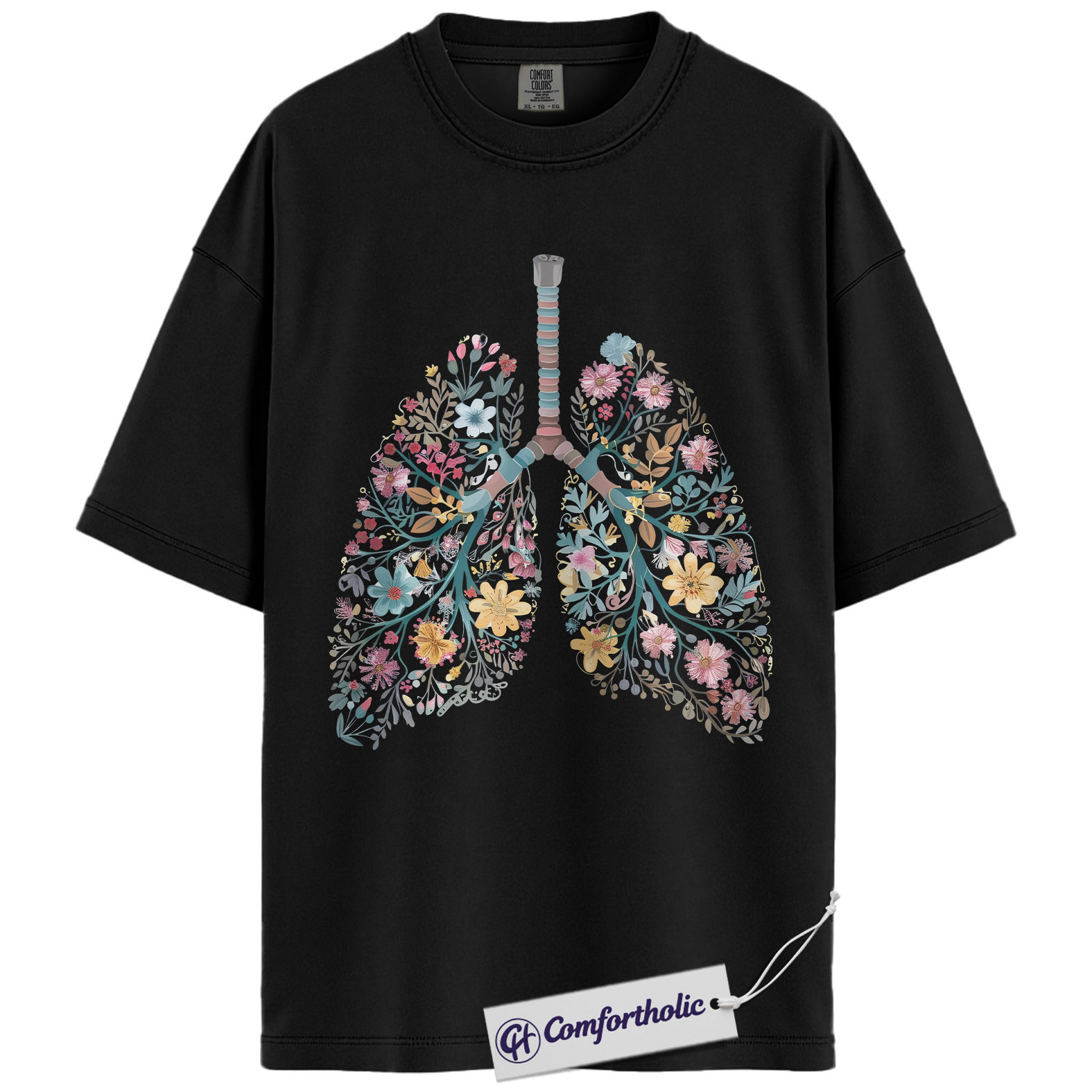 Floral Lungs Shirt, Botanical Anatomy Graphic Tee, Respiratory Therapist RT T-Shirt, Pulmonology Nurse Gift for Healthcare Workers, Comfort Colors Shirt