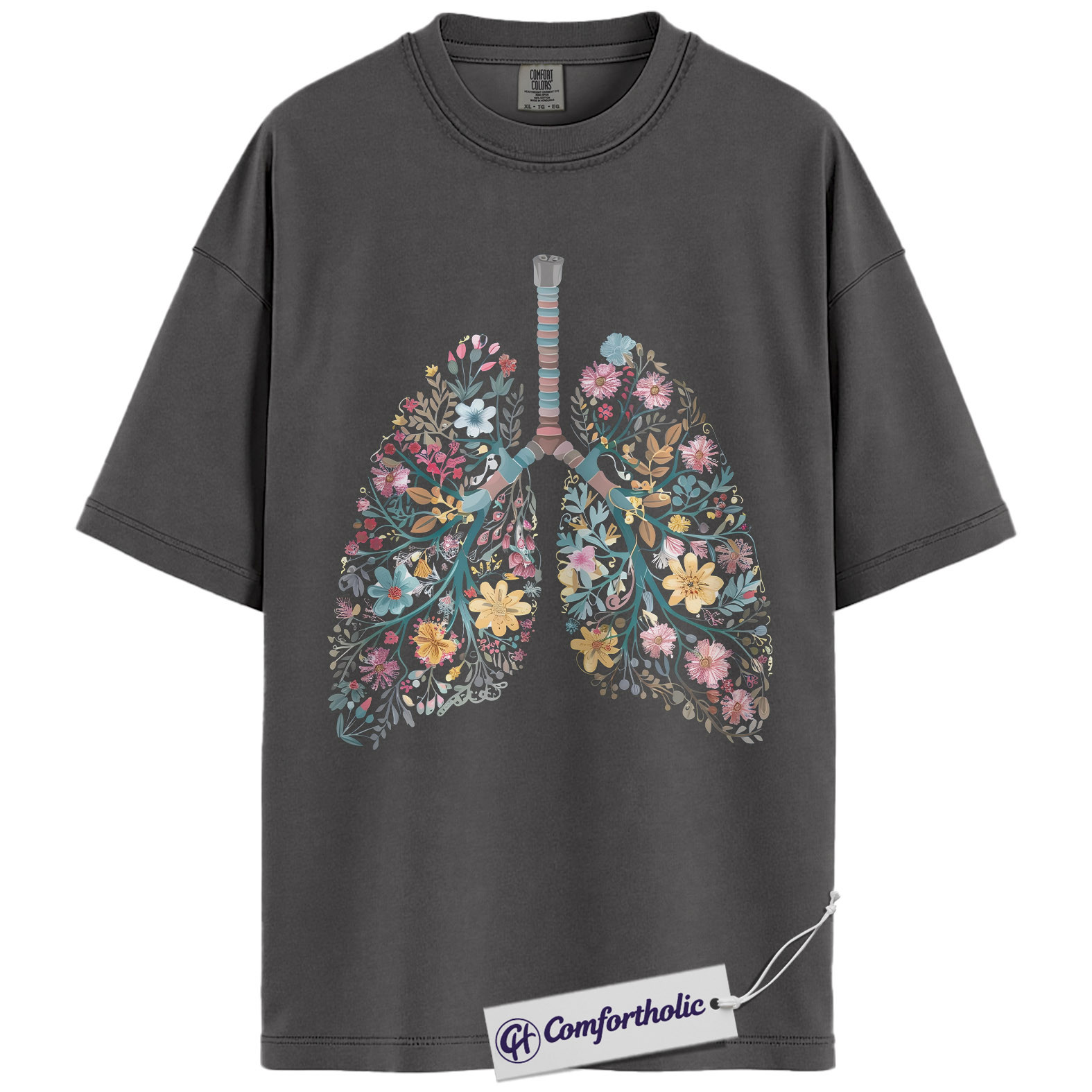 Floral Lungs Shirt, Botanical Anatomy Graphic Tee, Respiratory Therapist RT T-Shirt, Pulmonology Nurse Gift for Healthcare Workers, Comfort Colors Shirt - Image 2