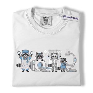 Alternative view of Radiology Tech Raccoon Shirt, Cute X-Ray Cartoon Graphic Tee, Radiologic Technologist RT T-Shirt, Funny Gift for Rad Techs & Imaging Department Staff, Comfort Colors Shirt