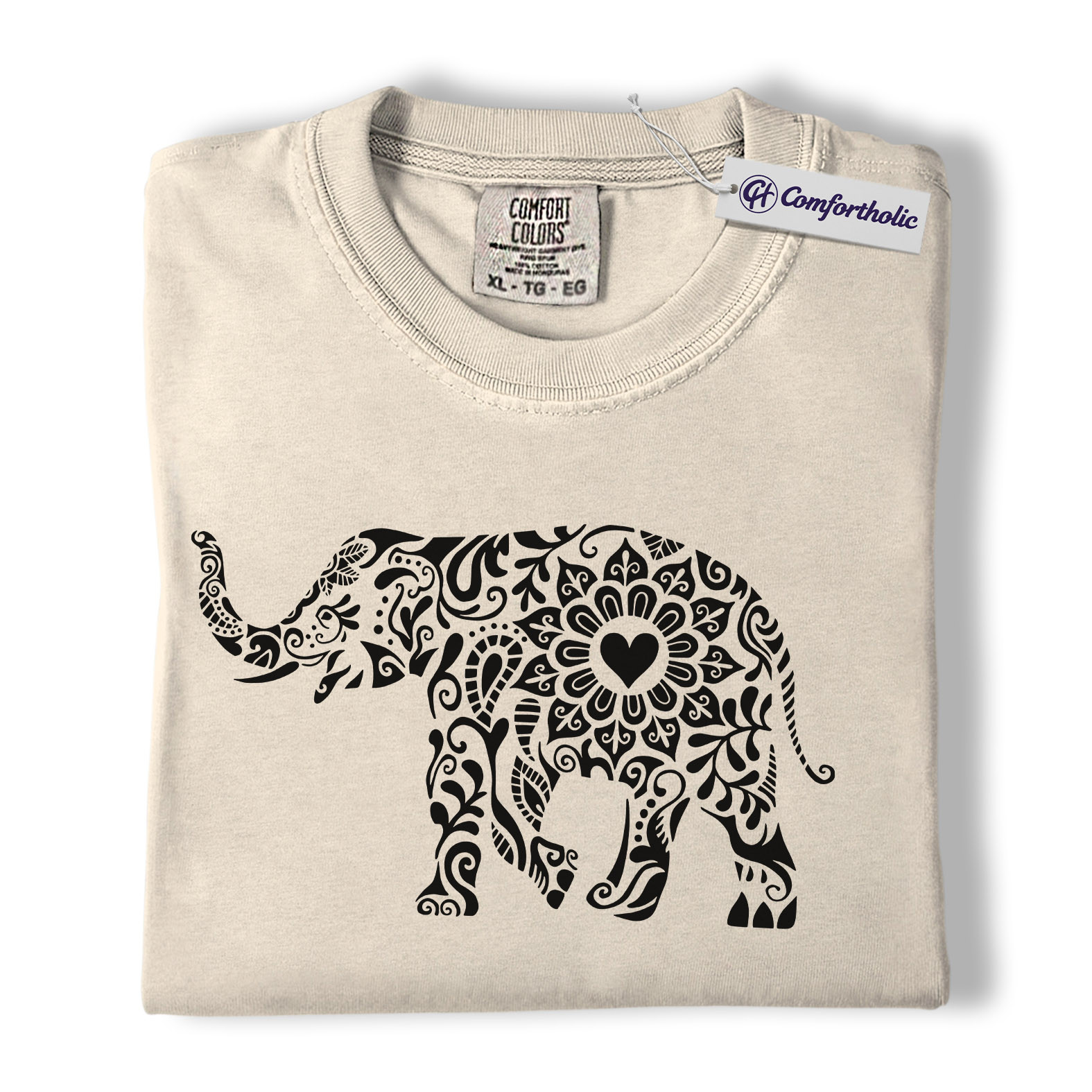 Boho Elephant Shirt, Mandala Floral Graphic Tee, Elephant Lover T-Shirt, Gift for Animal Lovers, Comfort Colors Shirt - Image 5