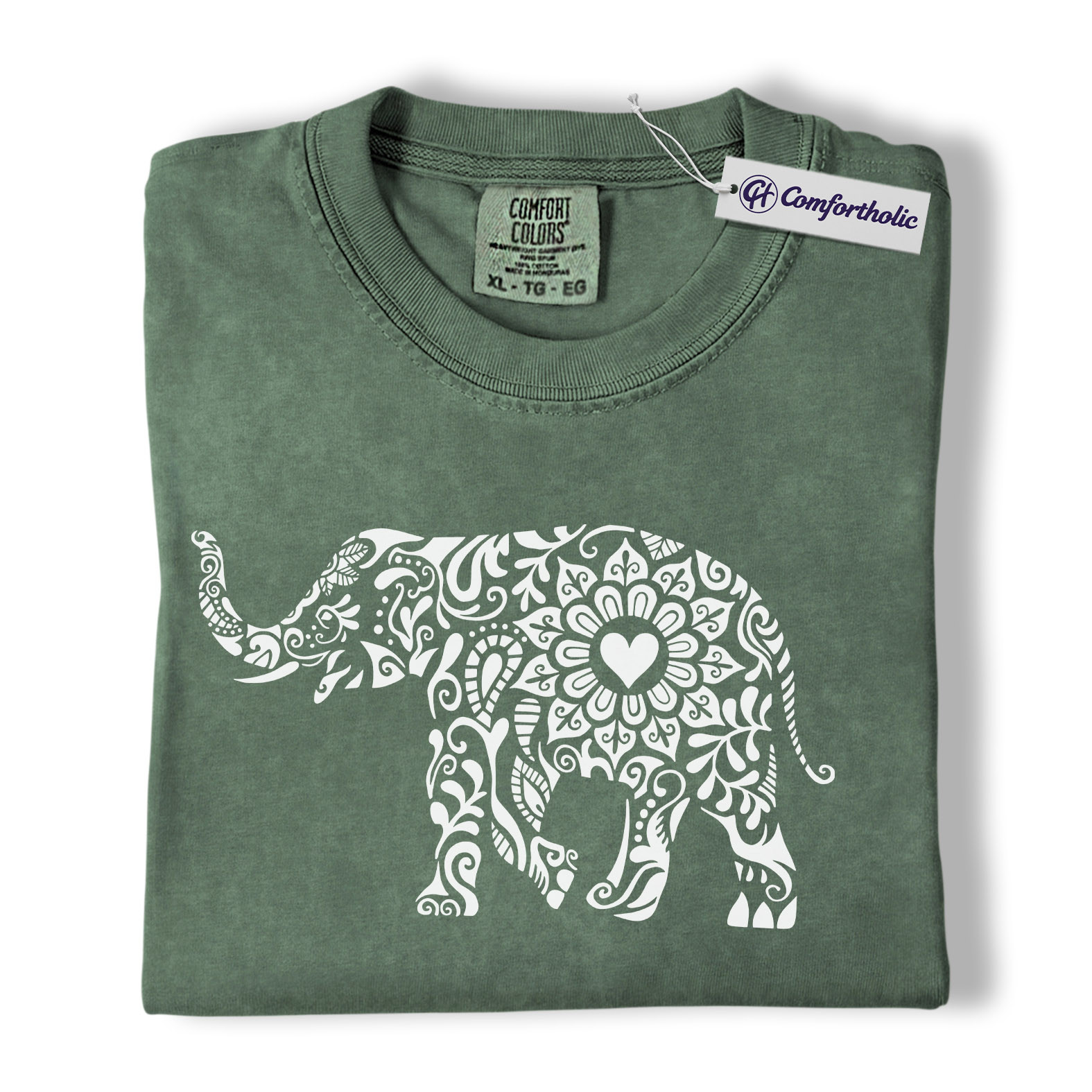 Boho Elephant Shirt, Mandala Floral Graphic Tee, Elephant Lover T-Shirt, Gift for Animal Lovers, Comfort Colors Shirt - Image 6