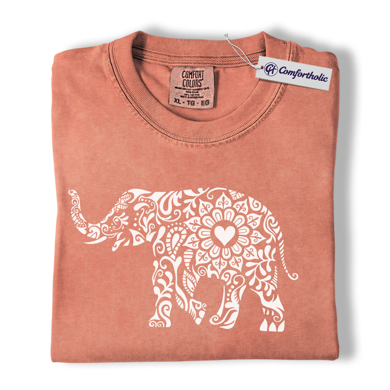 Boho Elephant Shirt, Mandala Floral Graphic Tee, Elephant Lover T-Shirt, Gift for Animal Lovers, Comfort Colors Shirt - Image 8