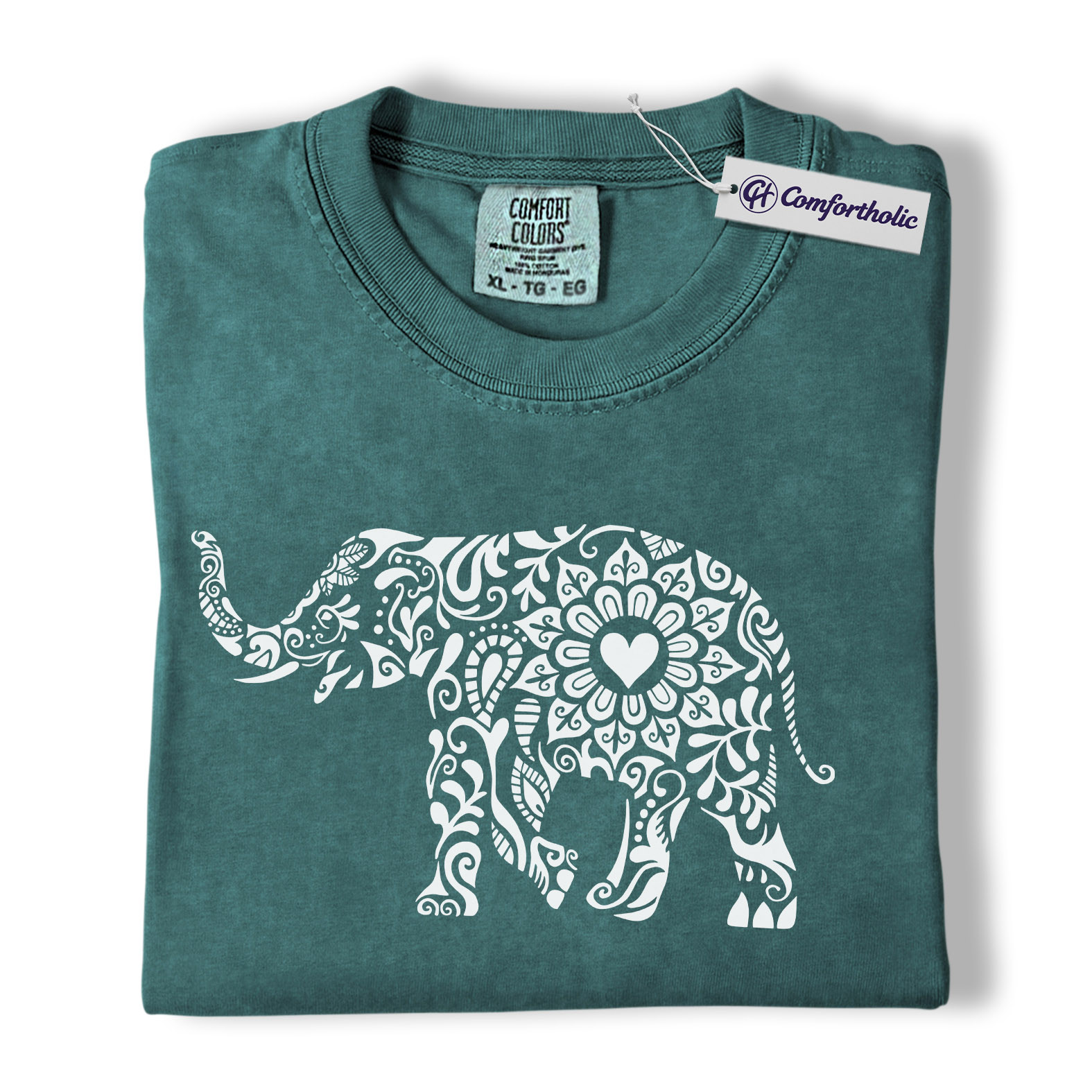 Boho Elephant Shirt, Mandala Floral Graphic Tee, Elephant Lover T-Shirt, Gift for Animal Lovers, Comfort Colors Shirt - Image 12