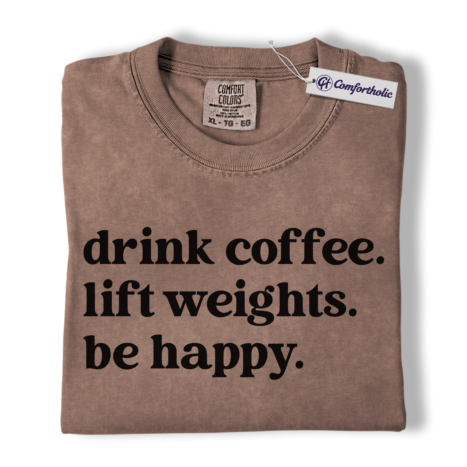 Coffee Gym Shirt, Minimalist Motivational Quote Graphic Tee, Weightlifting Workout T-Shirt, Gift for Gym Lovers & Fitness Addicts, Comfort Colors Shirt