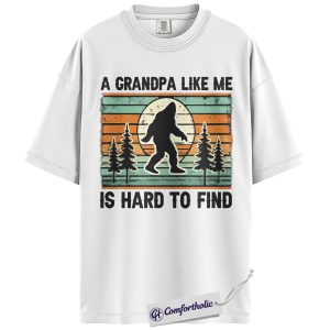 Alternative view of Bigfoot Grandpa Shirt, Vintage Retro Sunset Graphic Tee, Sasquatch Lover T-Shirt, Father's Day Gift for Grandpa, Comfort Colors Shirt