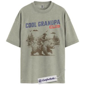 Cool Grandpa Shirt, Vintage Outdoors Bear Rider Graphic Tee, Funny Grandpa T-Shirt, Father’s Day Gift for Grandpa, Comfort Colors Shirt