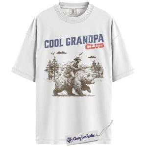 Alternative view of Cool Grandpa Shirt, Vintage Outdoors Bear Rider Graphic Tee, Funny Grandpa T-Shirt, Father’s Day Gift for Grandpa, Comfort Colors Shirt