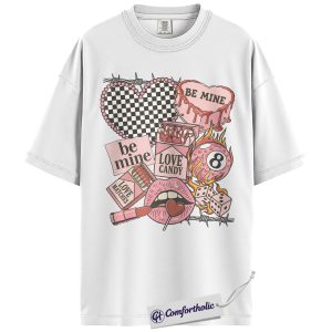 Alternative view of Be Mine Valentine Shirt, Y2K Retro Love Collage Graphic Tee, Pink Valentine’s Day Aesthetic T-Shirt, Gift for Girlfriend & Wife, Comfort Colors Shirt