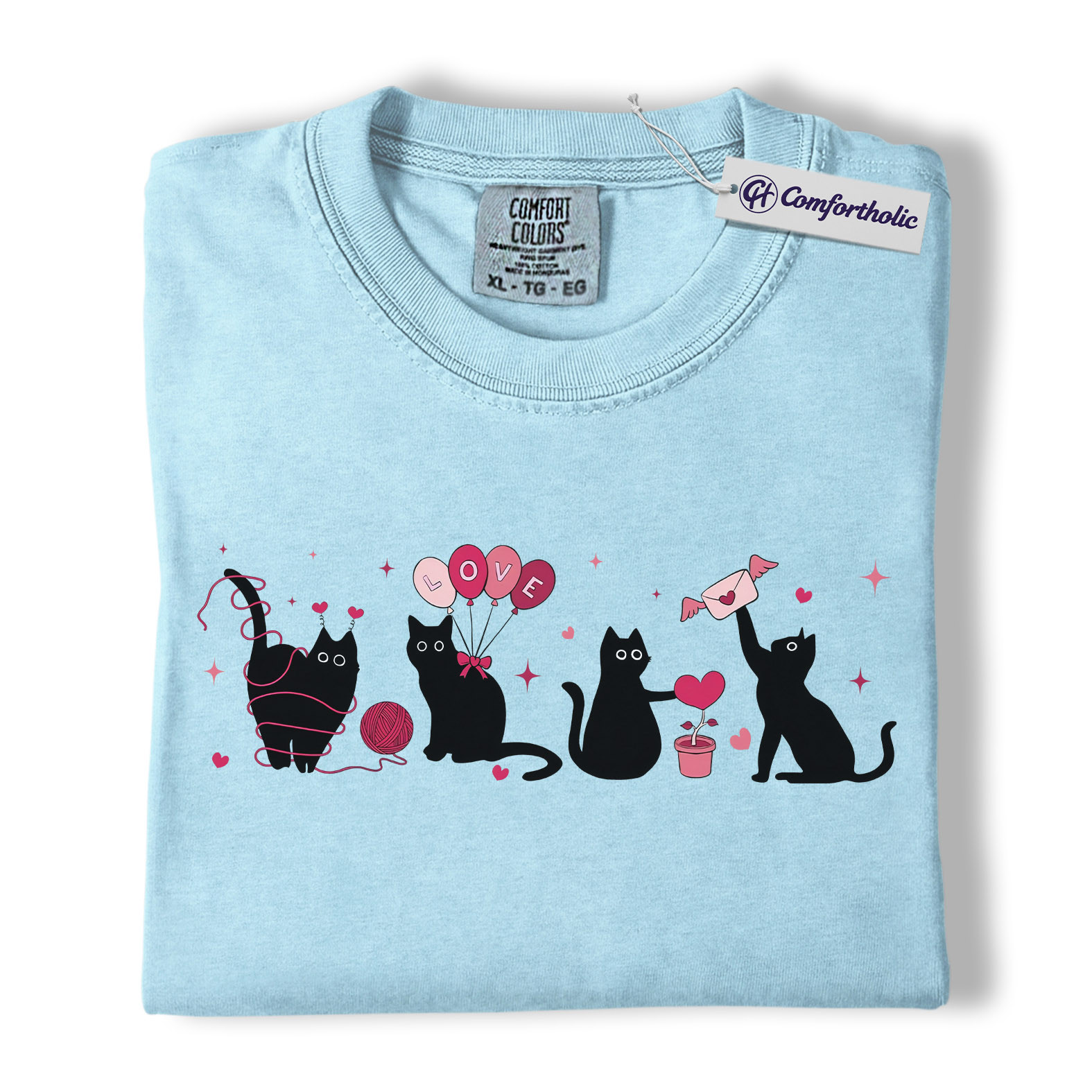 Valentine Black Cat Shirt, Cute Cat Mom Graphic Tee, Pet Lover T-Shirt, Valentine’s Day Gift for Cat Lovers, Comfort Colors Shirt - Image 14