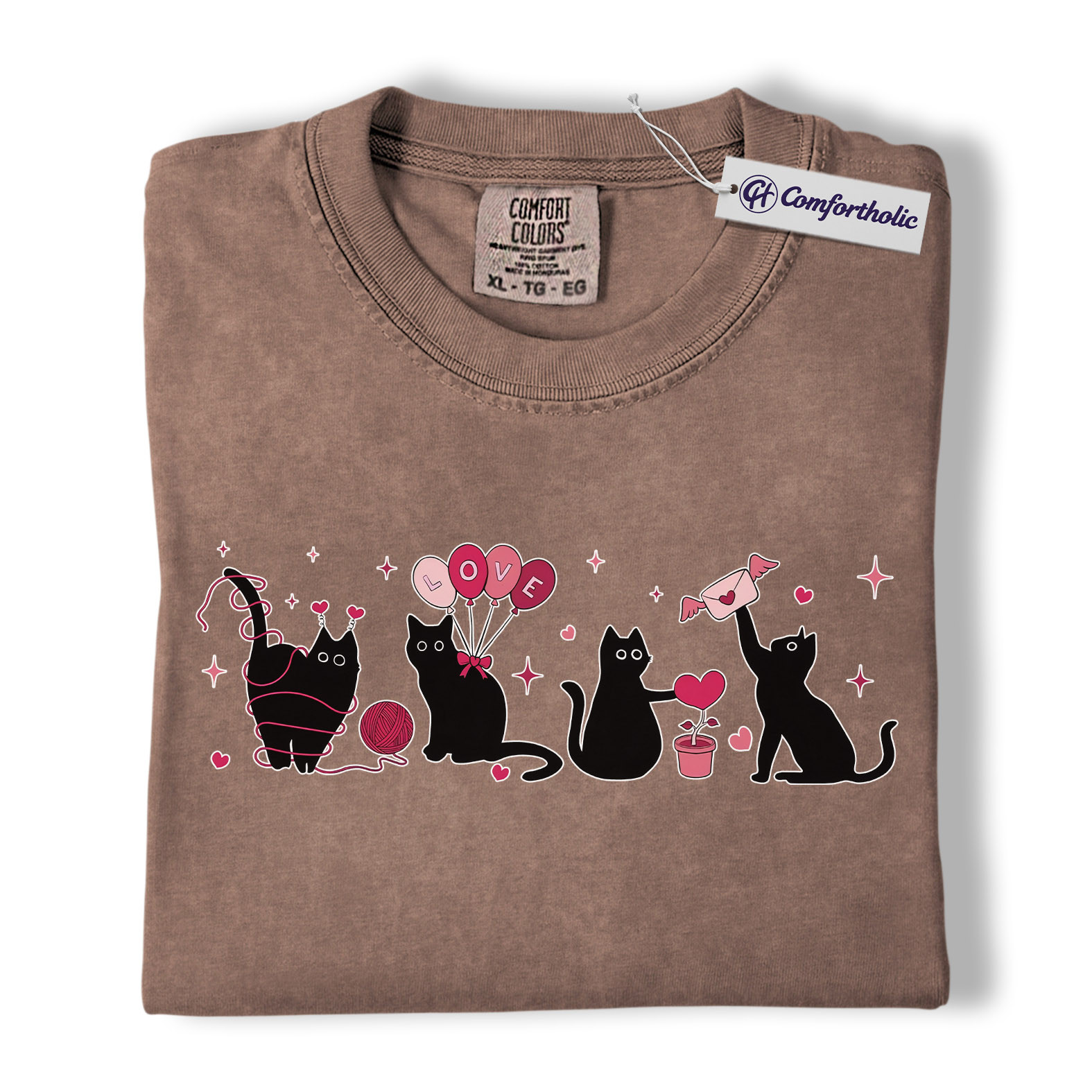 Valentine Black Cat Shirt, Cute Cat Mom Graphic Tee, Pet Lover T-Shirt, Valentine’s Day Gift for Cat Lovers, Comfort Colors Shirt - Image 19
