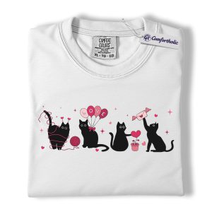 Alternative view of Valentine Black Cat Shirt, Cute Cat Mom Graphic Tee, Pet Lover T-Shirt, Valentine’s Day Gift for Cat Lovers, Comfort Colors Shirt