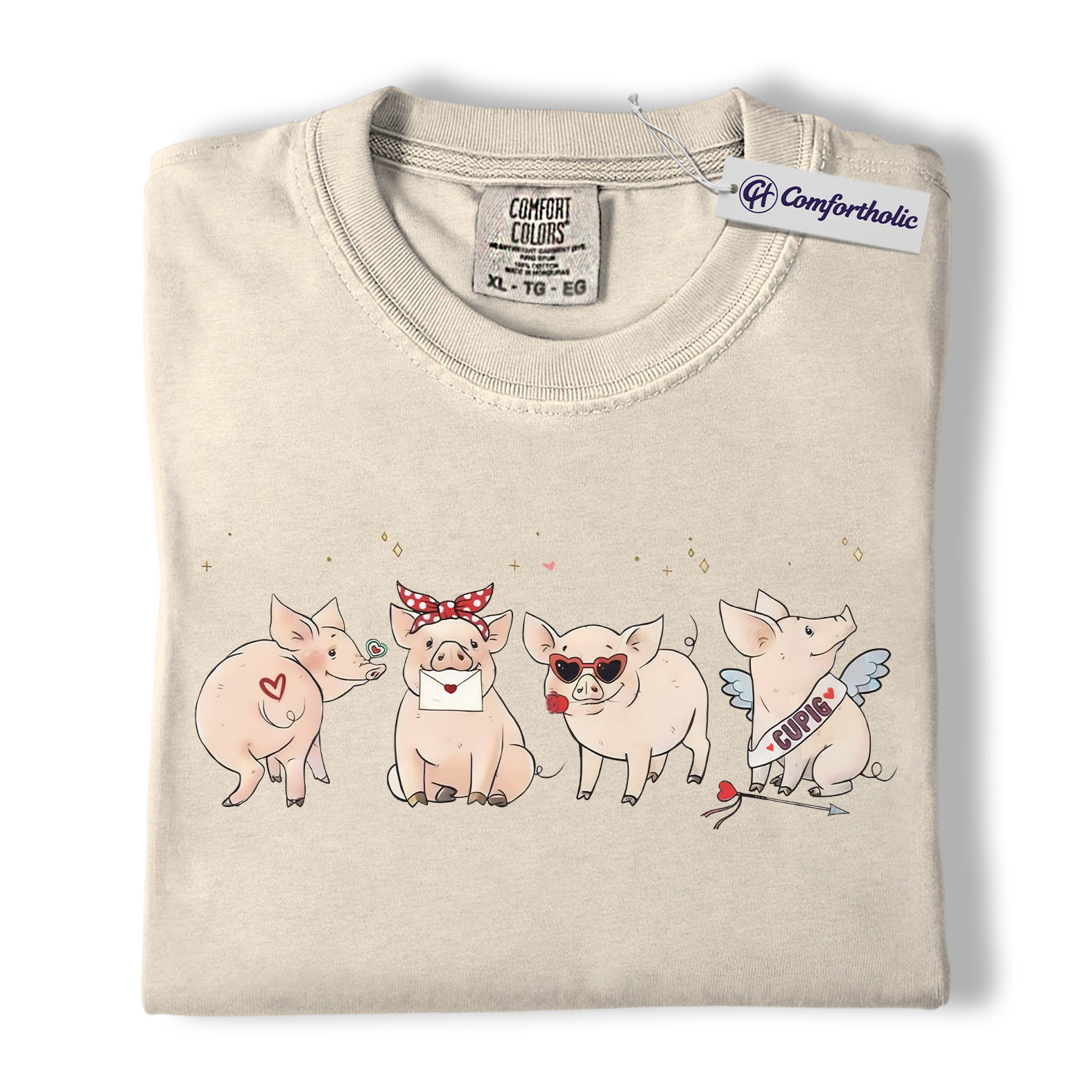 Valentine Pig Shirt, Cute Farm Animal Graphic Tee, Funny Pig Lover T-Shirt, Valentine’s Day Gift for Couples & Pig Lovers, Comfort Colors Shirt - Image 5