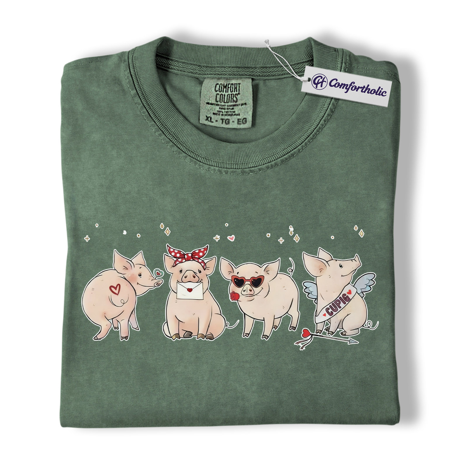 Valentine Pig Shirt, Cute Farm Animal Graphic Tee, Funny Pig Lover T-Shirt, Valentine’s Day Gift for Couples & Pig Lovers, Comfort Colors Shirt - Image 6