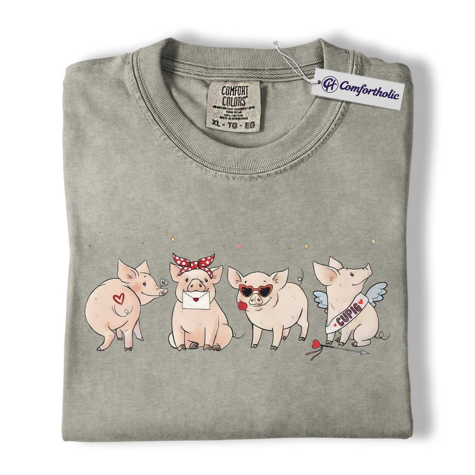 Valentine Pig Shirt, Cute Farm Animal Graphic Tee, Funny Pig Lover T-Shirt, Valentine’s Day Gift for Couples & Pig Lovers, Comfort Colors Shirt - Image 7