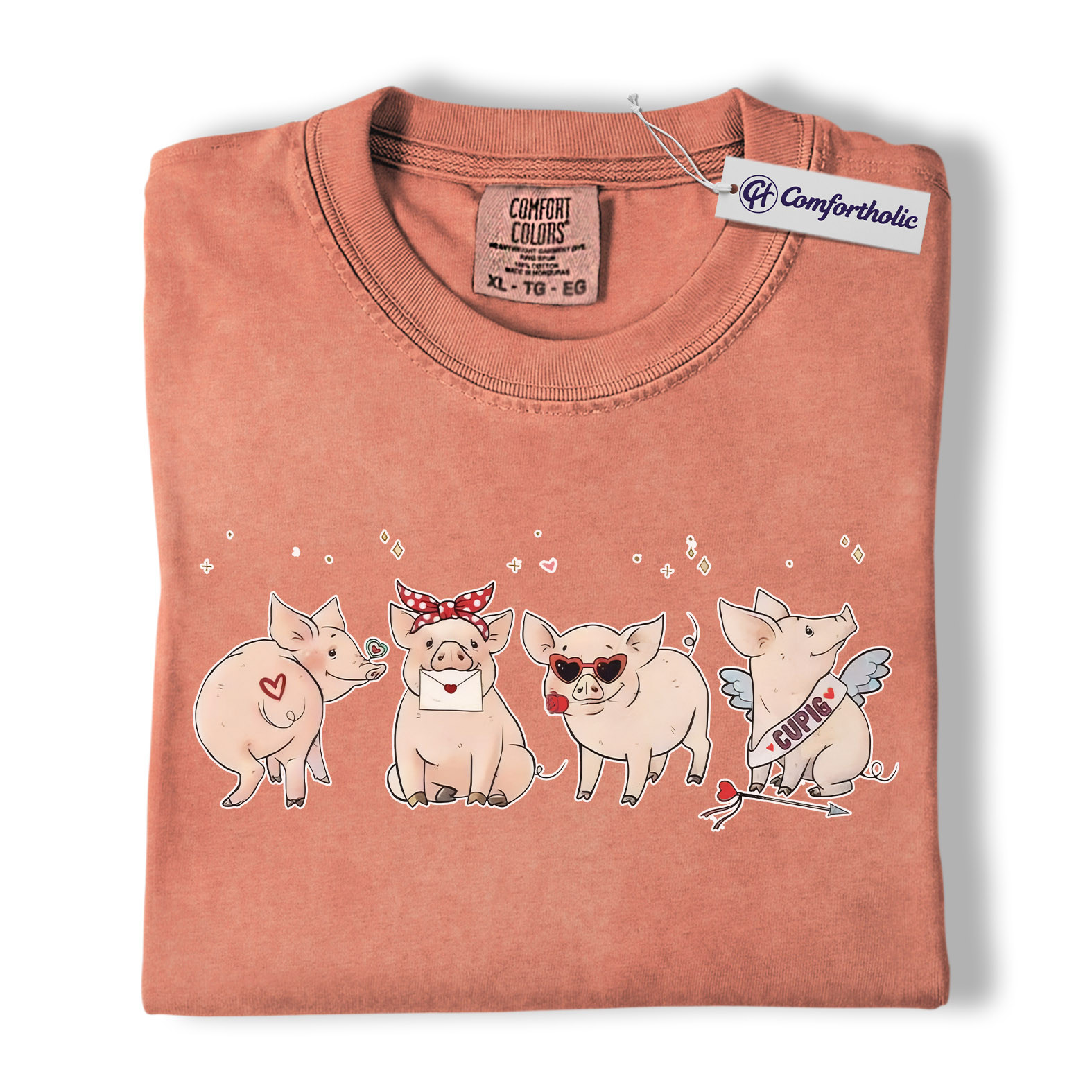 Valentine Pig Shirt, Cute Farm Animal Graphic Tee, Funny Pig Lover T-Shirt, Valentine’s Day Gift for Couples & Pig Lovers, Comfort Colors Shirt - Image 8