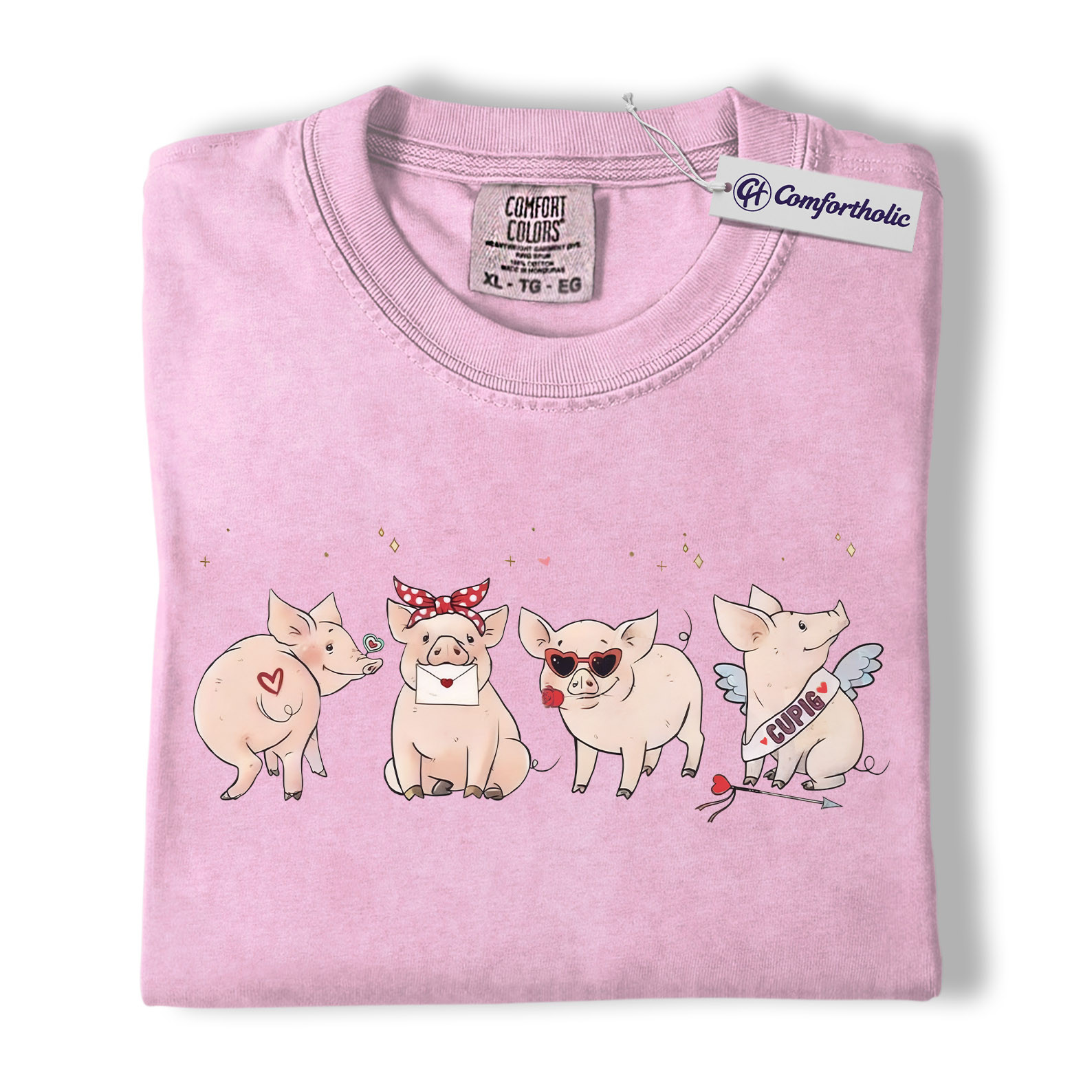 Valentine Pig Shirt, Cute Farm Animal Graphic Tee, Funny Pig Lover T-Shirt, Valentine’s Day Gift for Couples & Pig Lovers, Comfort Colors Shirt - Image 9