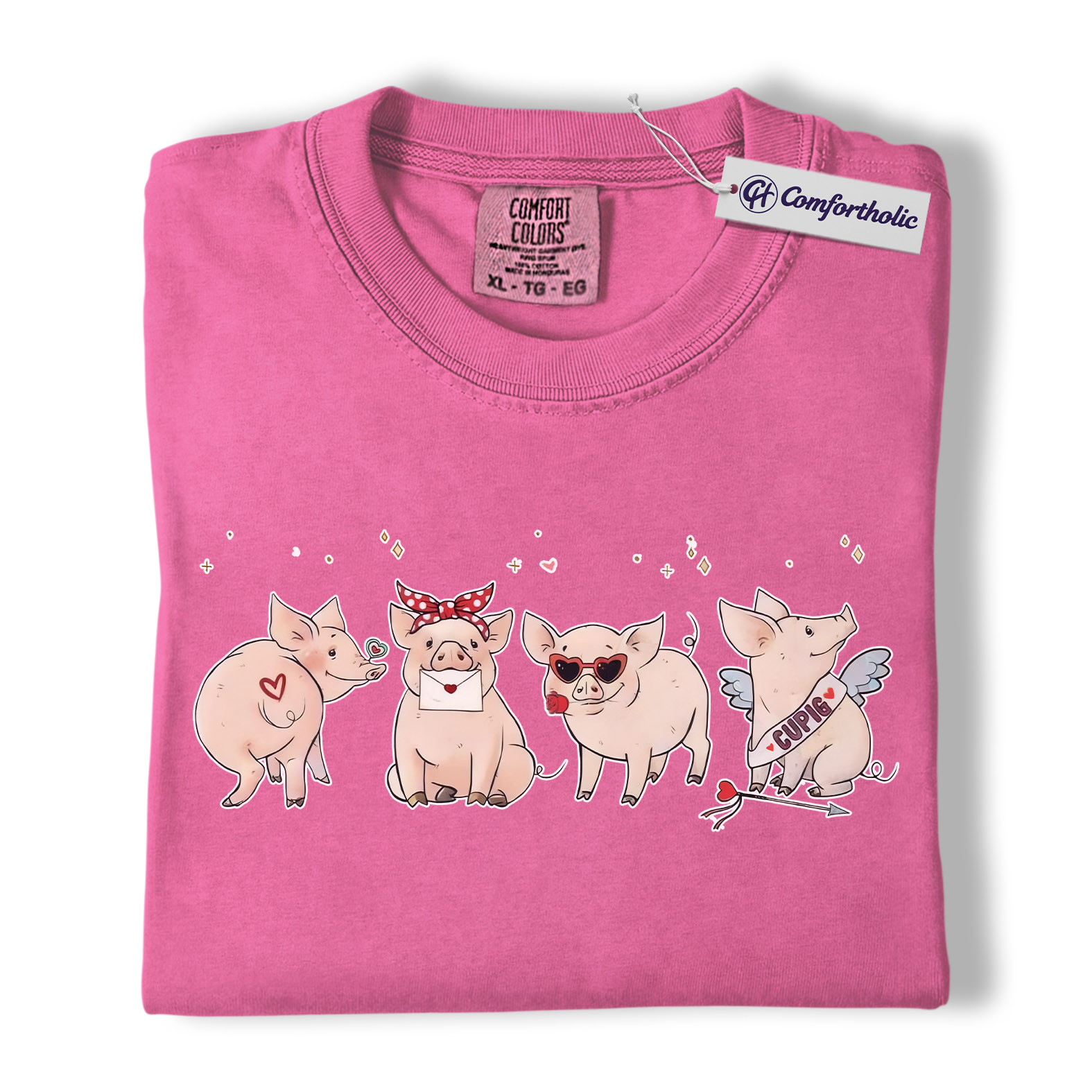 Valentine Pig Shirt, Cute Farm Animal Graphic Tee, Funny Pig Lover T-Shirt, Valentine’s Day Gift for Couples & Pig Lovers, Comfort Colors Shirt - Image 17