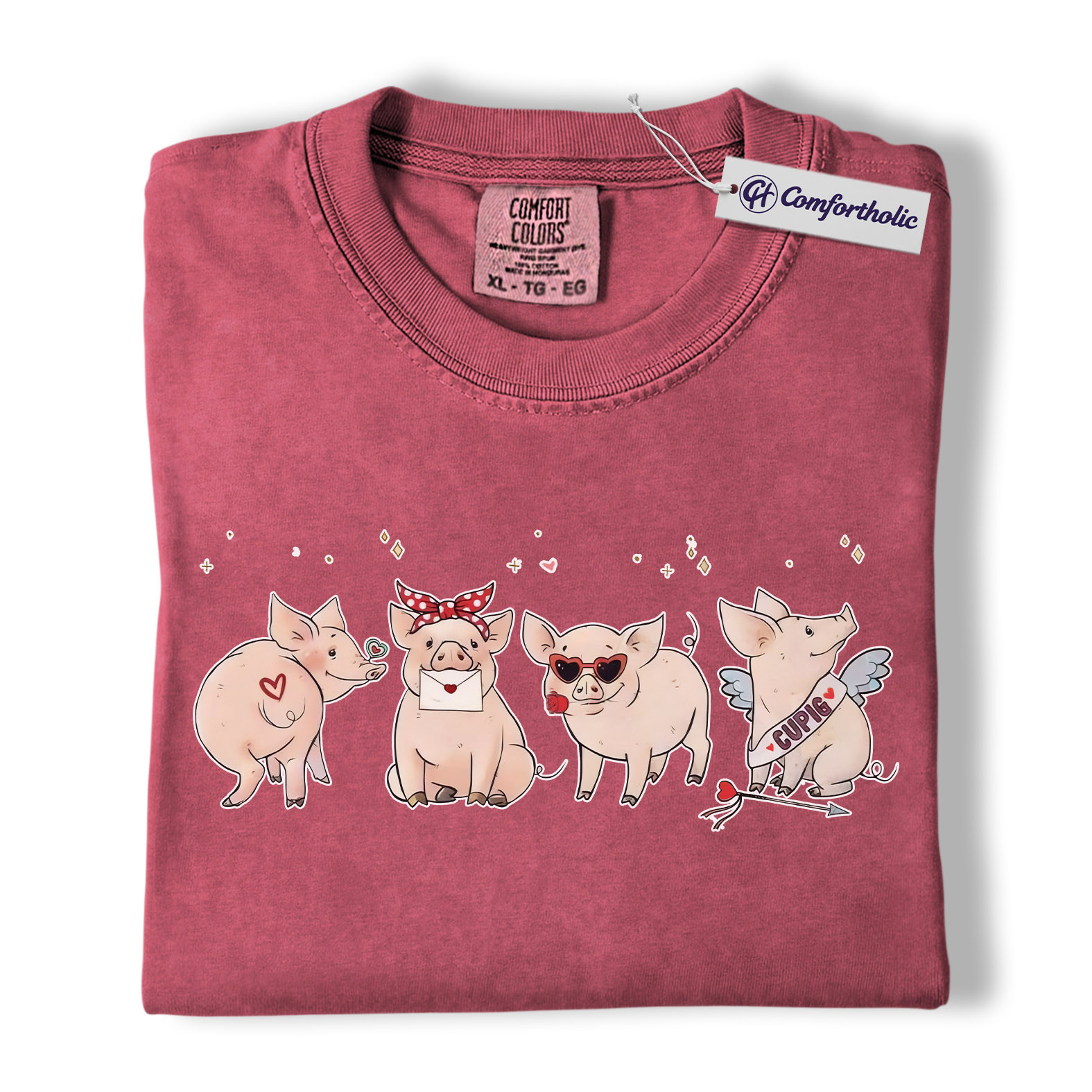 Valentine Pig Shirt, Cute Farm Animal Graphic Tee, Funny Pig Lover T-Shirt, Valentine’s Day Gift for Couples & Pig Lovers, Comfort Colors Shirt - Image 19