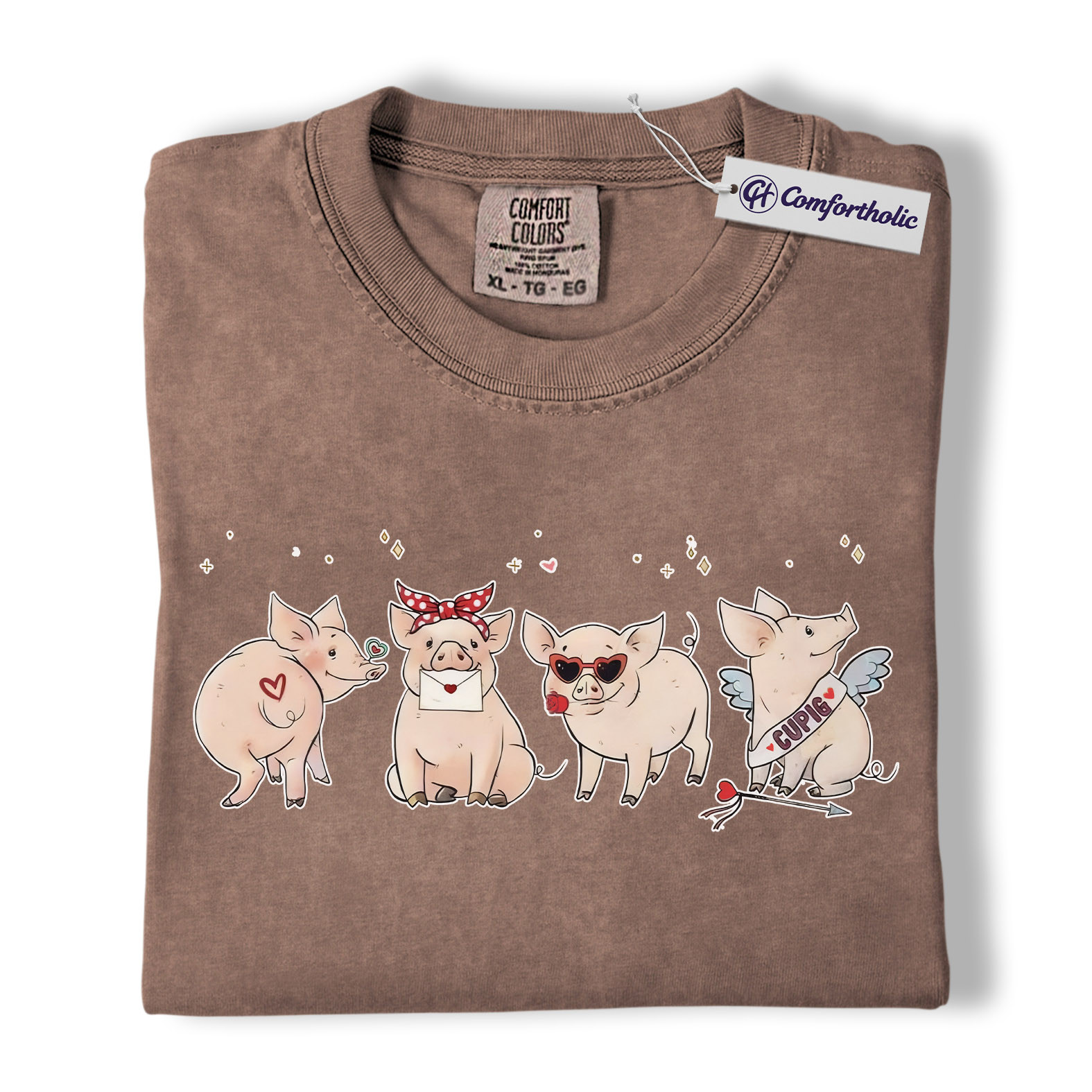 Valentine Pig Shirt, Cute Farm Animal Graphic Tee, Funny Pig Lover T-Shirt, Valentine’s Day Gift for Couples & Pig Lovers, Comfort Colors Shirt