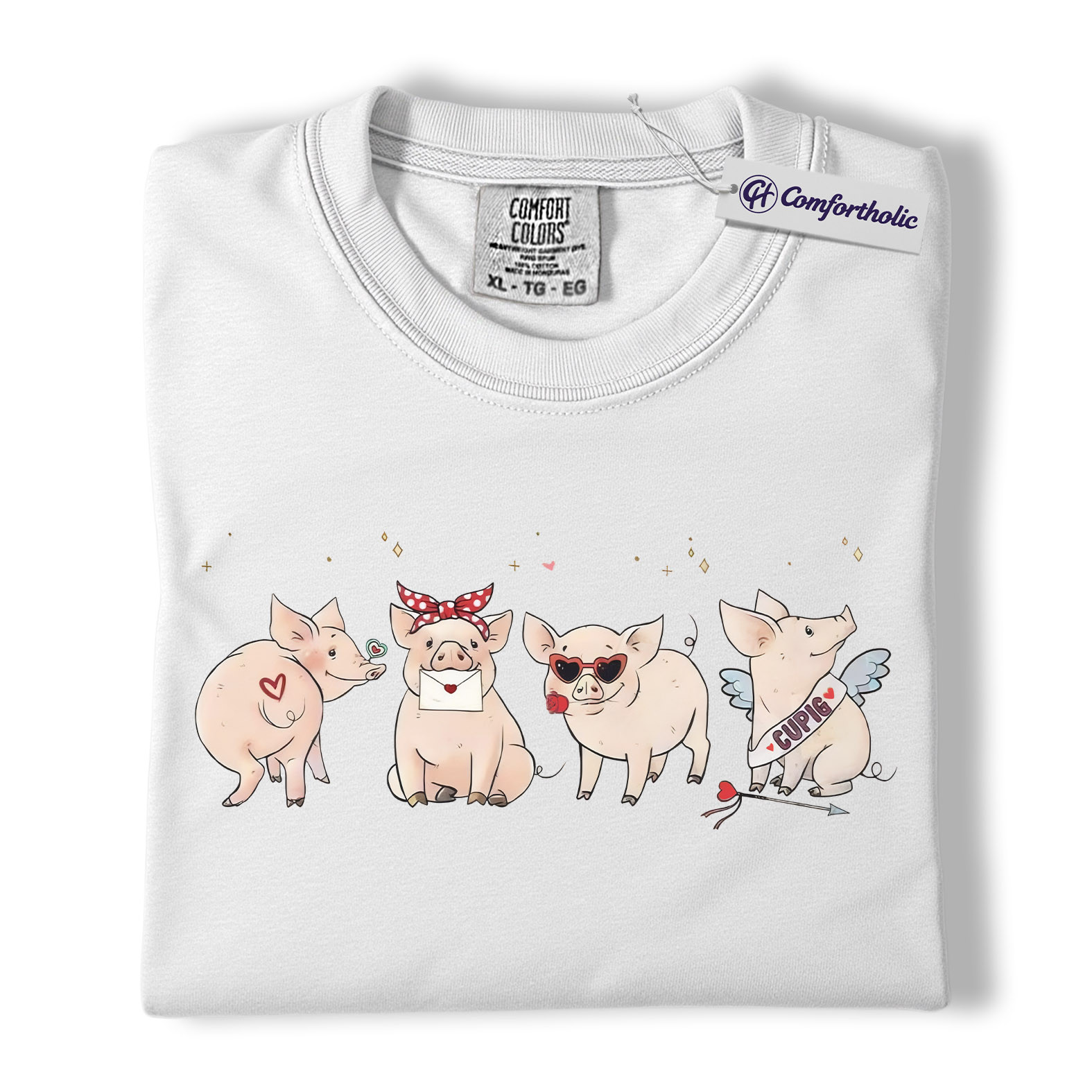 Valentine Pig Shirt, Cute Farm Animal Graphic Tee, Funny Pig Lover T-Shirt, Valentine’s Day Gift for Couples & Pig Lovers, Comfort Colors Shirt - Image 2