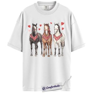 Alternative view of Valentine Horse Shirt, Cute Western Cowgirl Graphic Tee, Horse Lover T-Shirt, Valentine’s Day Gift for Equestrian Girls & Women, Comfort Colors Shirt