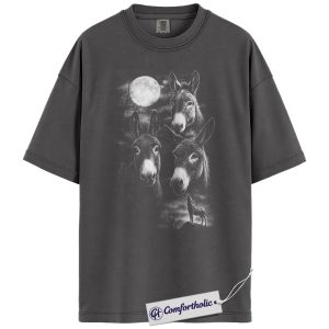 Alternative view of Donkey Shirt, Spooky Moon Graphic Tee, Farm Animal Lover T-Shirt, Gift for Donkey Moms & Ranch Girls, Comfort Colors Shirt