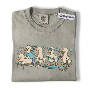 Physical Therapy Duck Shirt, Funny Rehab Cartoon Graphic Tee, Physical Therapist PT T-Shirt, Gift for Physical Therapists & Rehab Clinic Staff, Comfort Colors Shirt