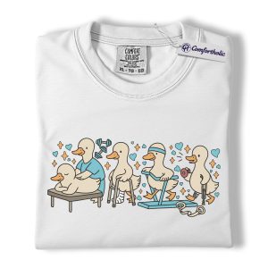 Alternative view of Physical Therapy Duck Shirt, Funny Rehab Cartoon Graphic Tee, Physical Therapist PT T-Shirt, Gift for Physical Therapists & Rehab Clinic Staff, Comfort Colors Shirt
