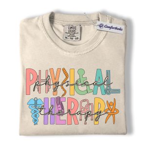 Physical Therapy Shirt, Colorful Retro Medical Graphic Tee, Physical Therapist PT Clinic T-Shirt, Gift for Physical Therapists & Rehab Staff, Comfort Colors Shirt
