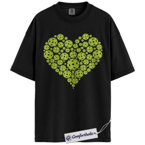 Pickleball Heart Shirt, Cute Sport Lover Graphic Tee, Pickleball Player T-Shirt, Gift for Pickleball Lovers, Comfort Colors Shirt