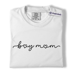 Alternative view of Boy Mom Shirt, Minimalist Heart Script Graphic Tee, Mom Life T-Shirt, Mother’s Day Gift for Boy Moms, Comfort Colors Shirt