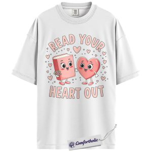 Alternative view of Read Your Heart Out Shirt, Cute Kawaii Book & Heart Graphic Tee, Book Lover Valentine T-Shirt, Gift for Readers & Librarians, Comfort Colors Shirt
