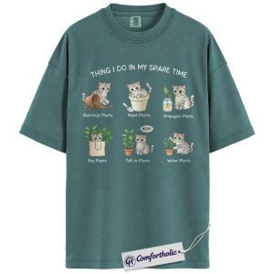 Cat Plant Lover Shirt, Cute Gardening Graphic Tee, Houseplant Mom & Pet Mom T-Shirt, Gift for Plant Moms & Cat Lovers, Comfort Colors Shirt