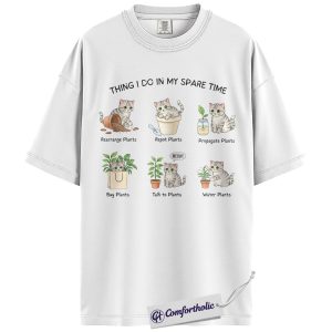 Alternative view of Cat Plant Lover Shirt, Cute Gardening Graphic Tee, Houseplant Mom & Pet Mom T-Shirt, Gift for Plant Moms & Cat Lovers, Comfort Colors Shirt