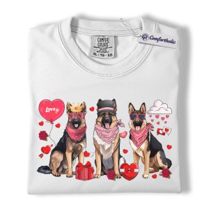 Alternative view of Valentine German Shepherd Shirt, Cute Dog Mom Graphic Tee, German Shepherd Lover T-Shirt, Valentine’s Day Gift for Dog Lovers, Comfort Colors Shirt