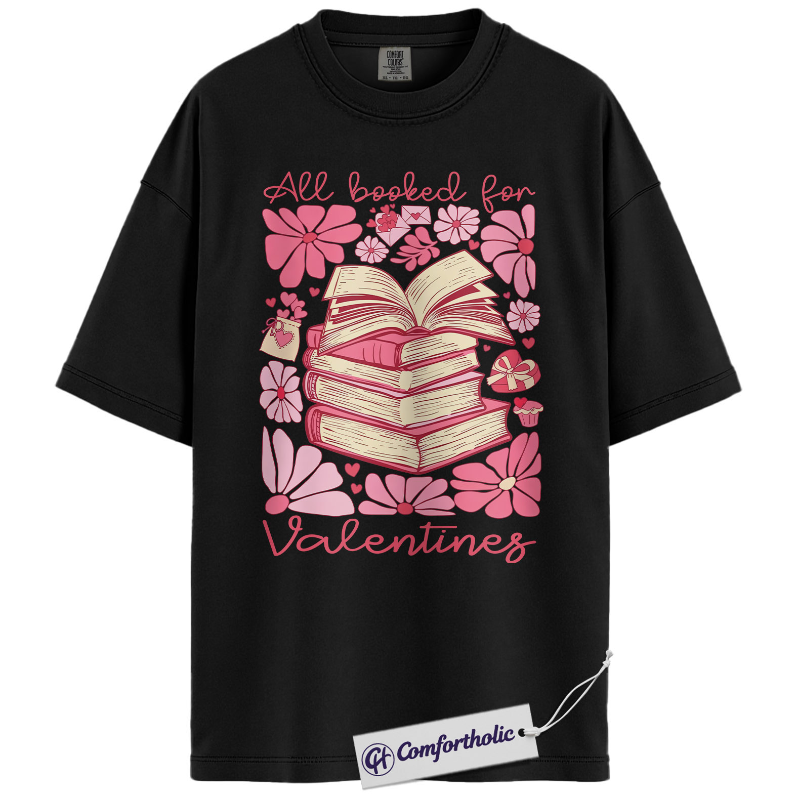 Book Lover Valentine Shirt, Cute Bookish Graphic Tee, All Booked for Valentine’s Day T-Shirt, Gift for Readers & Bookworms, Comfort Colors Shirt - Image 3