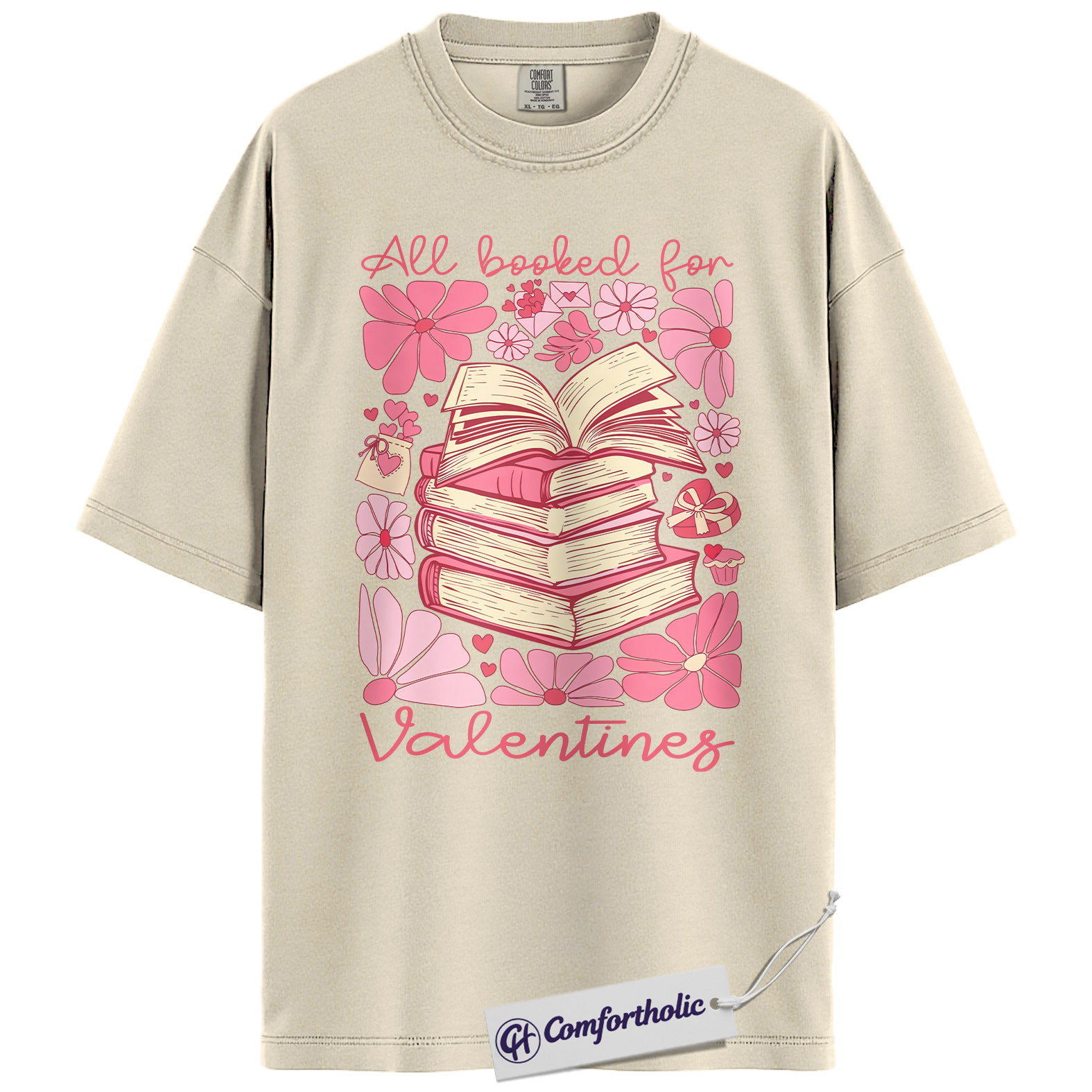 Book Lover Valentine Shirt, Cute Bookish Graphic Tee, All Booked for Valentine’s Day T-Shirt, Gift for Readers & Bookworms, Comfort Colors Shirt - Image 5
