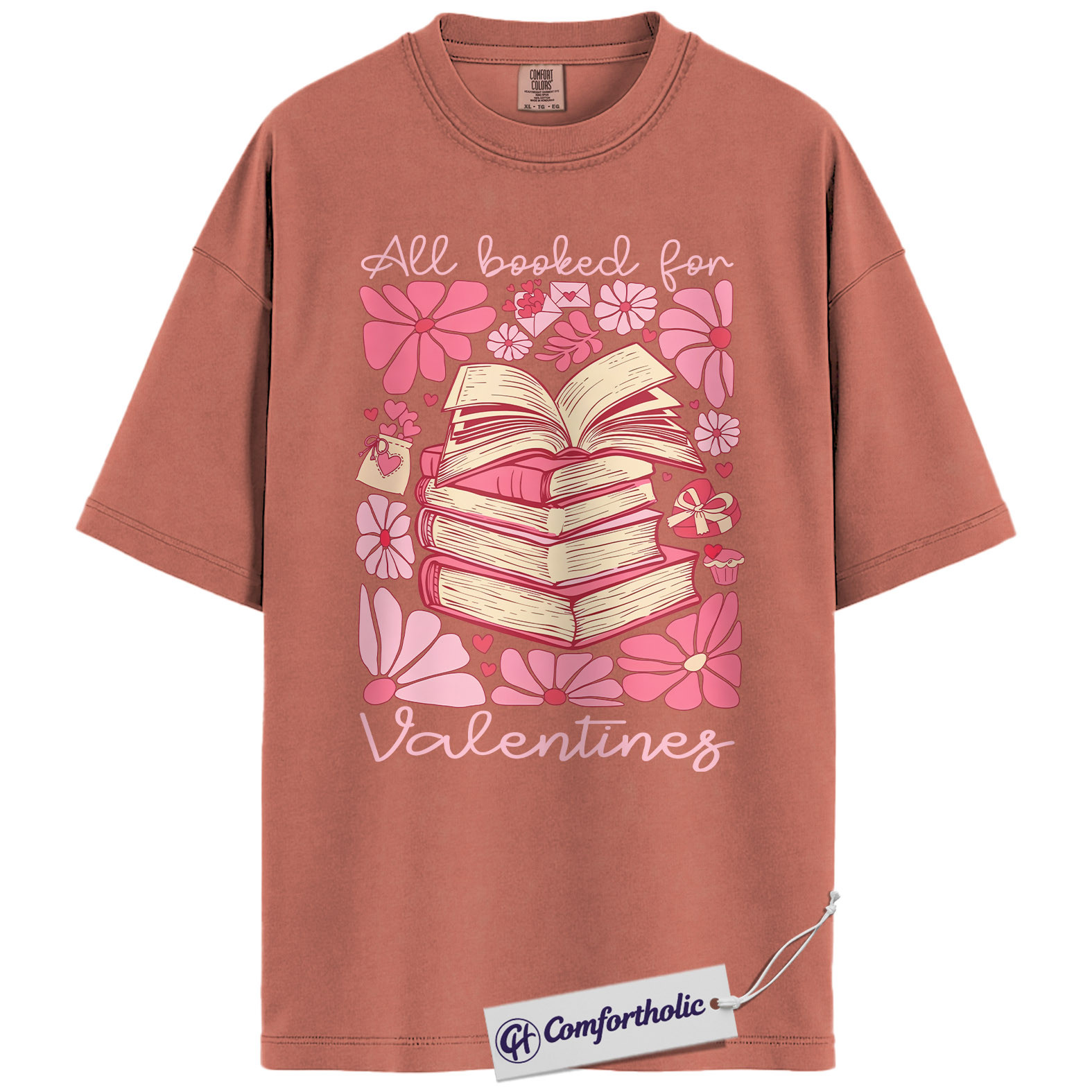 Book Lover Valentine Shirt, Cute Bookish Graphic Tee, All Booked for Valentine’s Day T-Shirt, Gift for Readers & Bookworms, Comfort Colors Shirt - Image 8