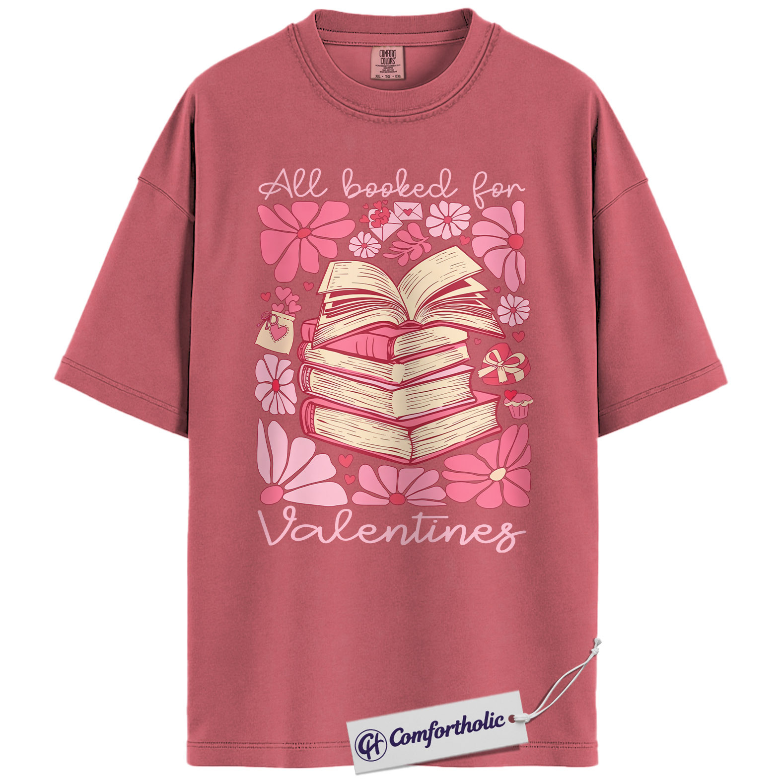 Book Lover Valentine Shirt, Cute Bookish Graphic Tee, All Booked for Valentine’s Day T-Shirt, Gift for Readers & Bookworms, Comfort Colors Shirt - Image 9