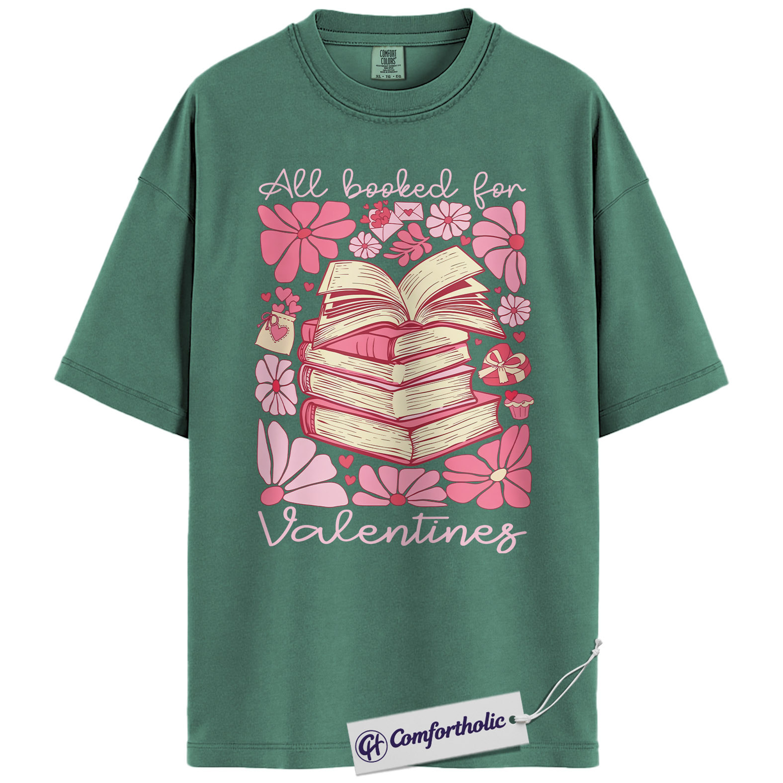 Book Lover Valentine Shirt, Cute Bookish Graphic Tee, All Booked for Valentine’s Day T-Shirt, Gift for Readers & Bookworms, Comfort Colors Shirt - Image 10