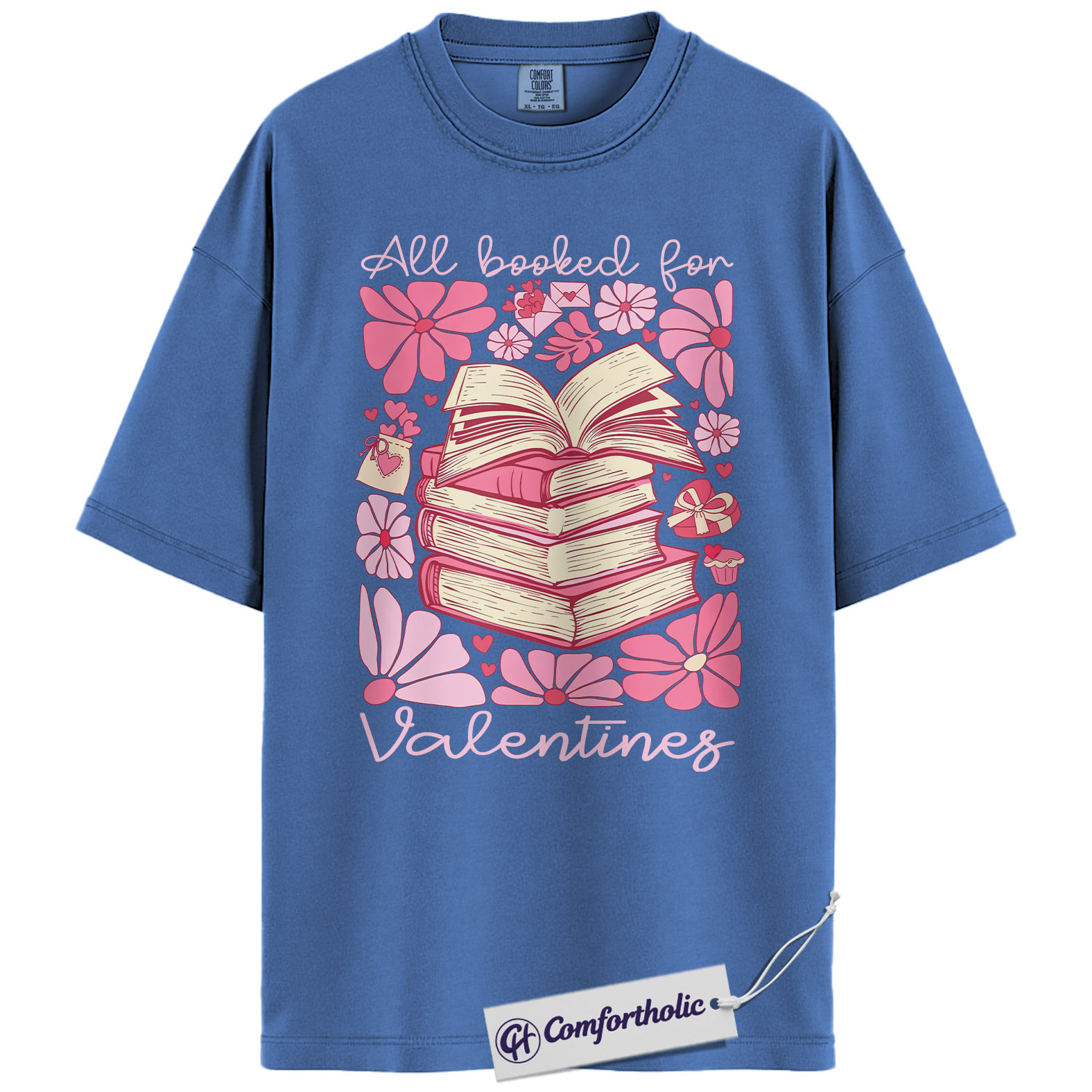 Book Lover Valentine Shirt, Cute Bookish Graphic Tee, All Booked for Valentine’s Day T-Shirt, Gift for Readers & Bookworms, Comfort Colors Shirt - Image 12