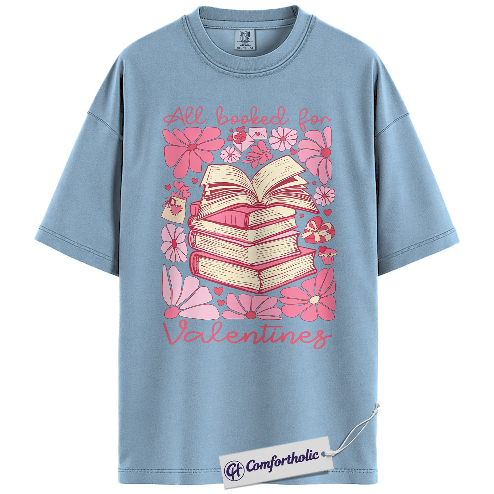 Book Lover Valentine Shirt, Cute Bookish Graphic Tee, All Booked for Valentine’s Day T-Shirt, Gift for Readers & Bookworms, Comfort Colors Shirt - Image 14