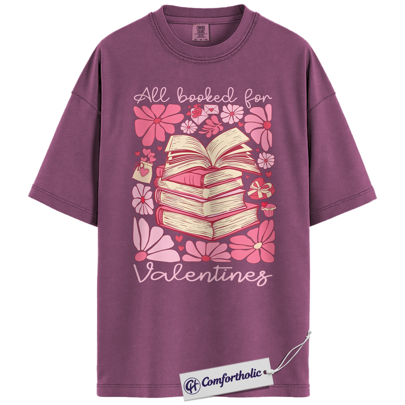 Book Lover Valentine Shirt, Cute Bookish Graphic Tee, All Booked for Valentine’s Day T-Shirt, Gift for Readers & Bookworms, Comfort Colors Shirt - Image 15