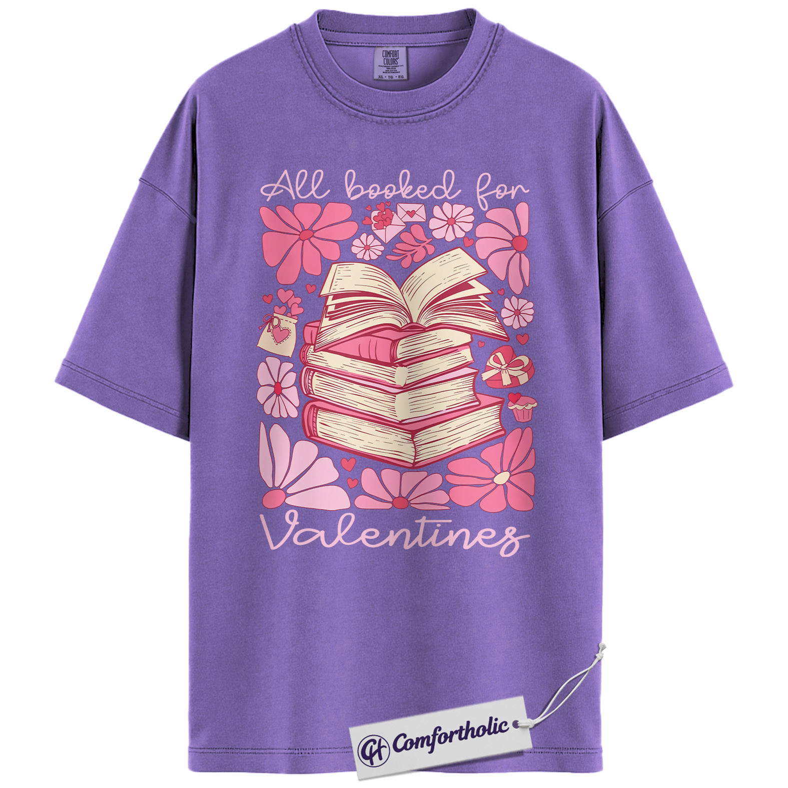 Book Lover Valentine Shirt, Cute Bookish Graphic Tee, All Booked for Valentine’s Day T-Shirt, Gift for Readers & Bookworms, Comfort Colors Shirt - Image 20