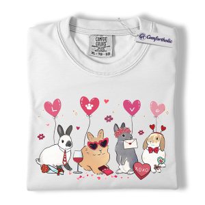 Alternative view of Valentine Bunny Shirt, Cute Rabbit Love Graphic Tee, Bunny Mom T-Shirt, Valentine’s Day Gift for Rabbit Lovers, Comfort Colors Shirt