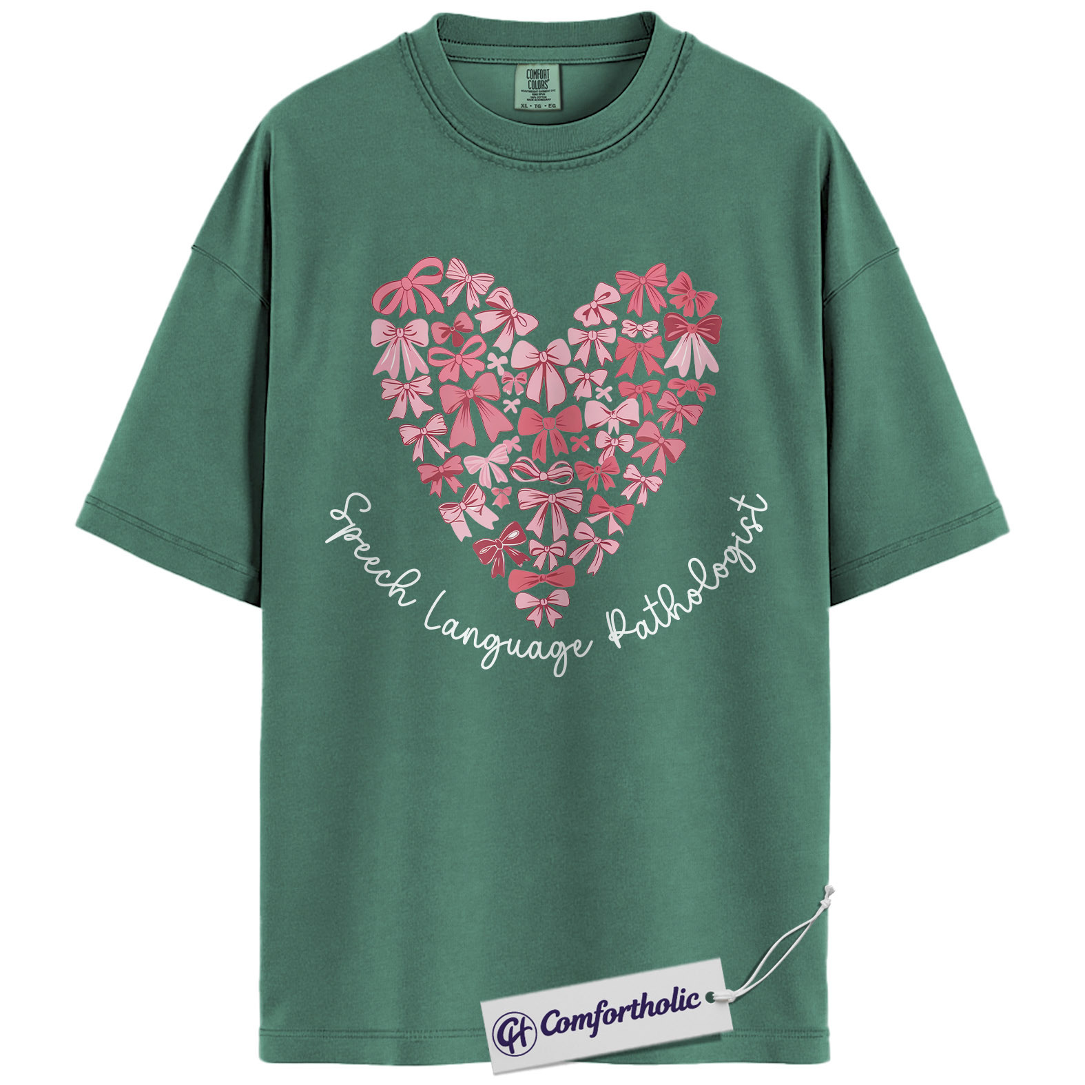 SLP Valentine Shirt, Pink Bow Heart Graphic Tee, Speech Language Pathologist T-Shirt, Valentine’s Day Gift for SLPs, Comfort Colors Shirt - Image 10