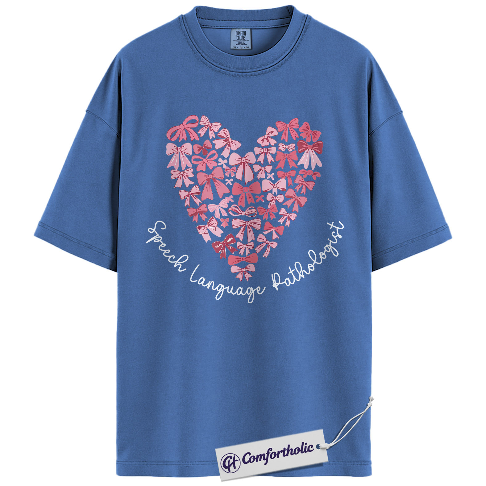 SLP Valentine Shirt, Pink Bow Heart Graphic Tee, Speech Language Pathologist T-Shirt, Valentine’s Day Gift for SLPs, Comfort Colors Shirt - Image 12