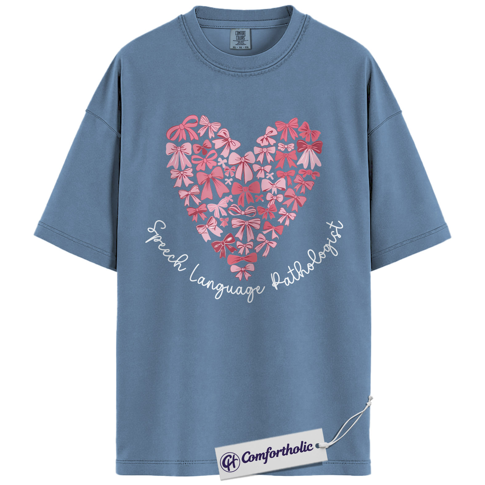 SLP Valentine Shirt, Pink Bow Heart Graphic Tee, Speech Language Pathologist T-Shirt, Valentine’s Day Gift for SLPs, Comfort Colors Shirt - Image 17
